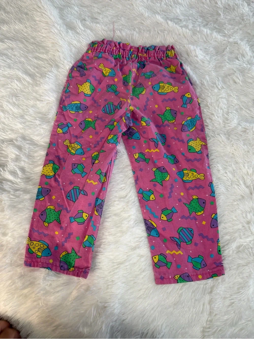 Kids Pink Fish-Print Pants Oshkosh 2T made in USA does have some flaws